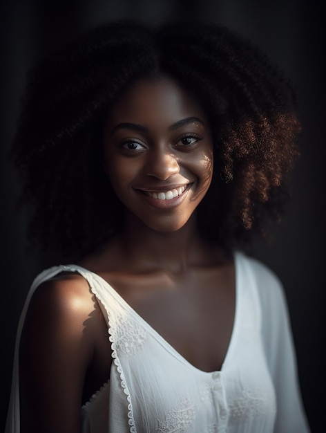 retrato, de, afro, belleza, mujer bonita