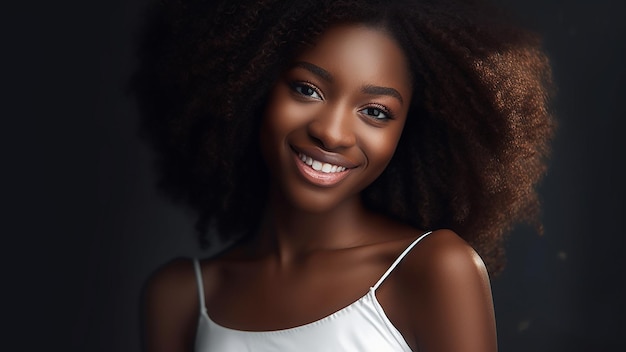 retrato, de, afro, belleza, mujer bonita