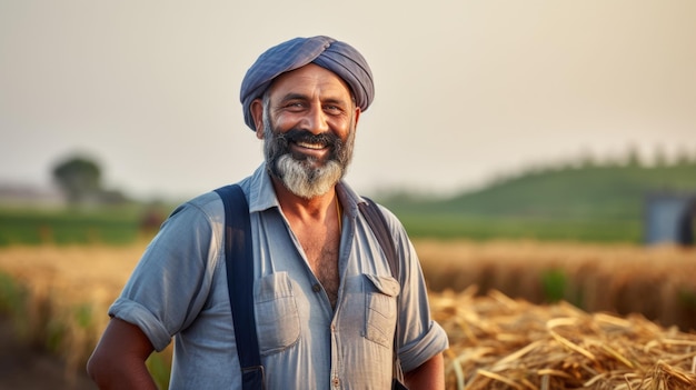 Retrato de un agricultor en el contexto de sus campos