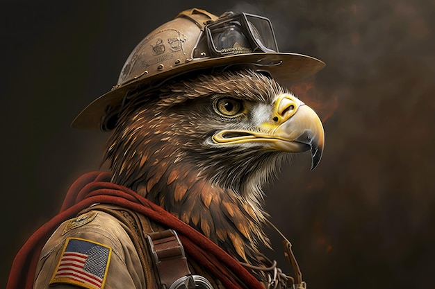 Retrato de águila como bombero generativo ai