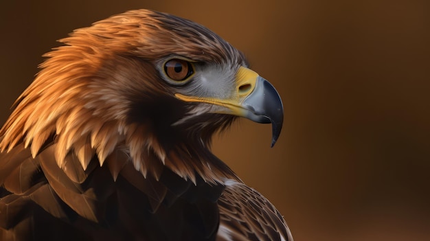 retrato de águila real con mirada intensa y fondo bokeh
