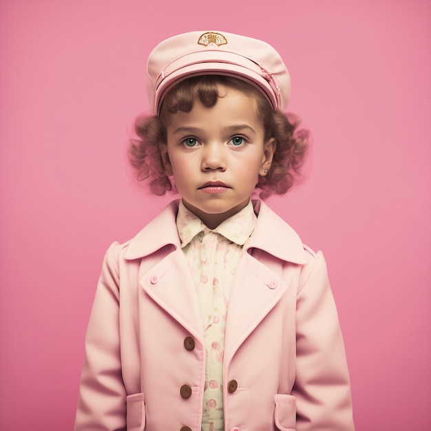 Foto retrato ai generativo de menina vestida de enfermeira ou médico posando de fundo isolado