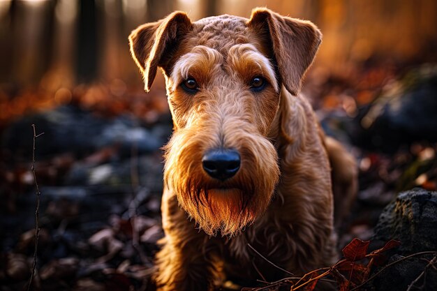 Retrato de Airedale Terrier en primer plano foto Ai arte generativo