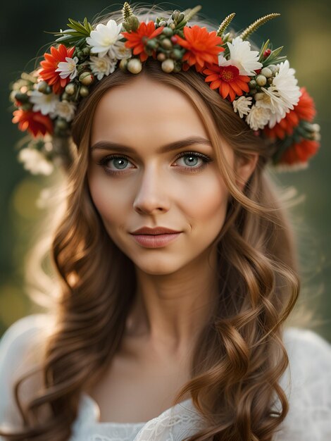 Retrato al aire libre de una hermosa joven eslava