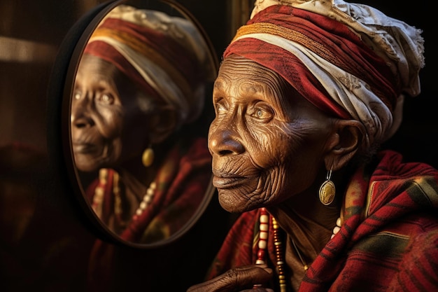 Retrato de una anciana africana con arrugas