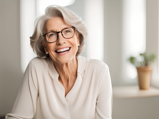 Retrato de una anciana feliz