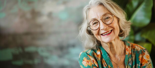 Foto retrato de una anciana hermosa con espacio para el texto