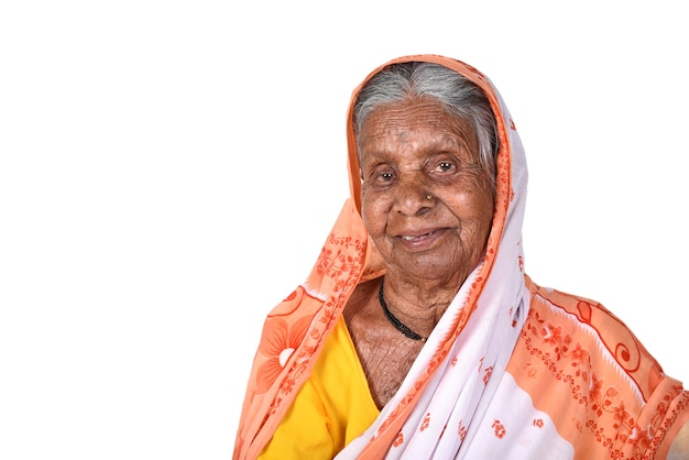 Retrato, de, un, anciana, senior, mujer india