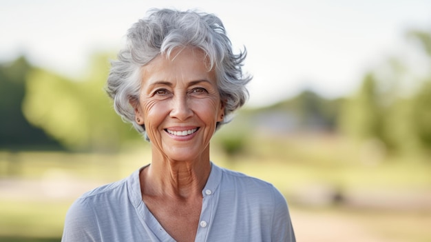 Retrato de una anciana sonriendo a la cámara