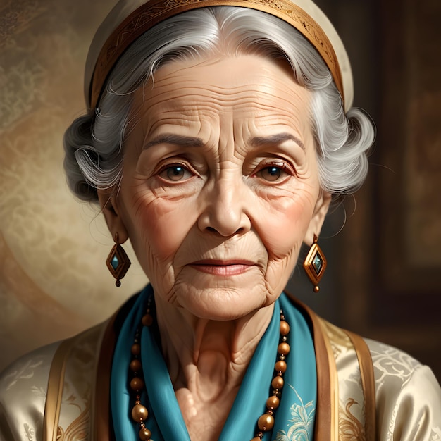 retrato de una anciana con turbante