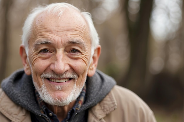 Foto retrato de un anciano afuera