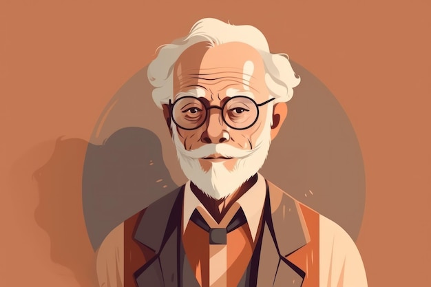 retrato de un anciano avatar de un elegante abuelo para una red social un negocio exitoso