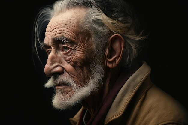 Un retrato de un anciano con barba y bigote.