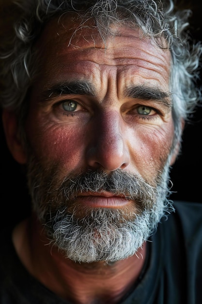 Retrato de un anciano con barba gris y bigote