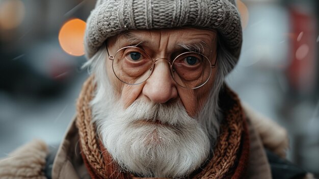 El retrato de un anciano feliz