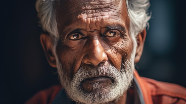 retrato, de, un, anciano, indio, hombre, en, nacional, vestido