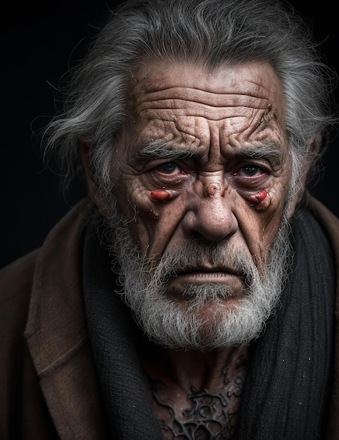 Retrato de un anciano que llevaba un abrigo sucio
