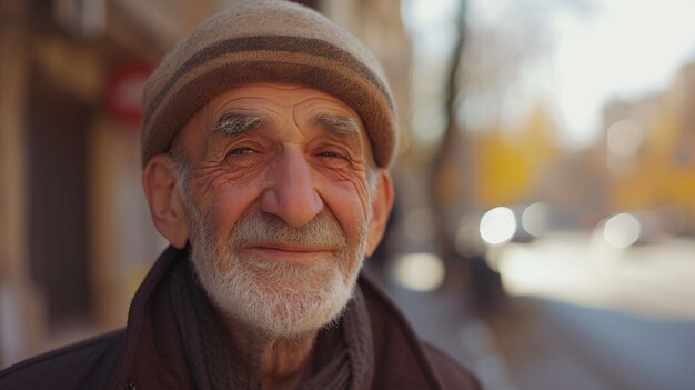 Retrato de un anciano con una sonrisa alegre