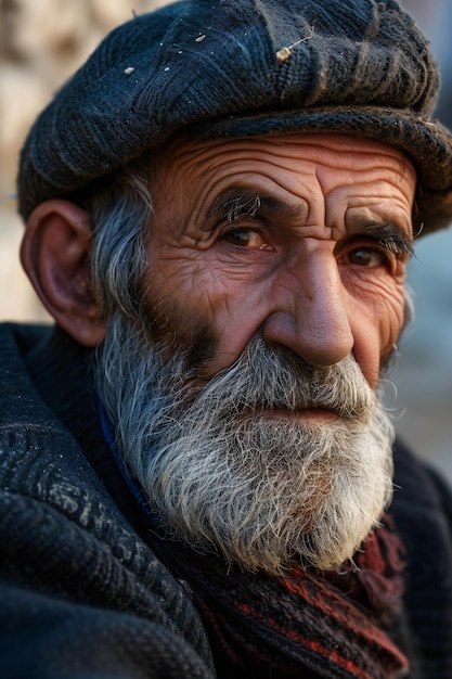 Foto retrato de un anciano triste