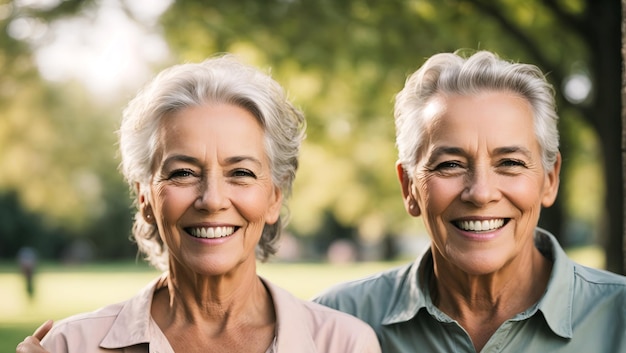 Retrato de ancianos feliz pareja sonriente personas banner con copia espacio texto