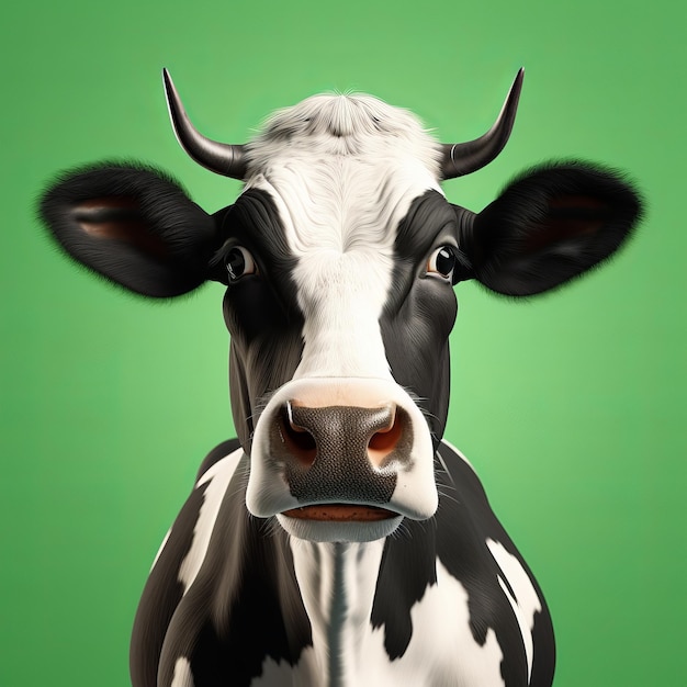 Foto retrato de animación de vaca vibrante en el juego de simulación agrícola