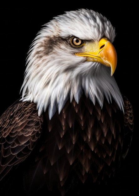 Retrato animal de un águila sobre un fondo oscuro conceptual para marco