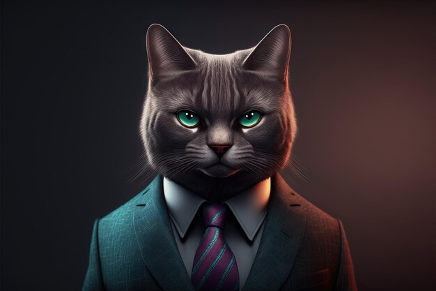 Retrato de un animal en un oficinista de traje de negocios sobre un fondo aislado