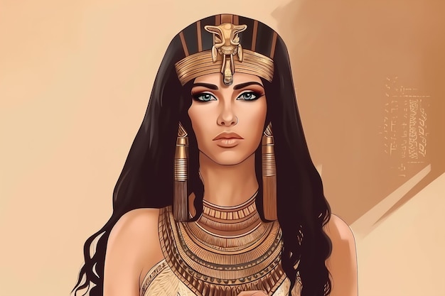 Retrato de una antigua diosa egipcia Hermosa niña al estilo del antiguo Egipto IA generativa