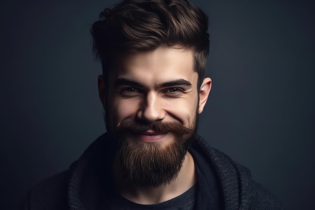 Retrato aproximado de um jovem sorridente e bonito, homens alegres, isolados em fundo cinza, tiro de estúdio