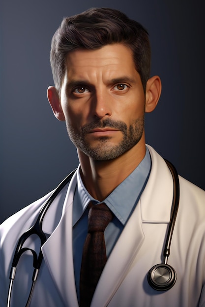 Retrato de un apuesto médico masculino Concepto de medicina y personas de atención médica