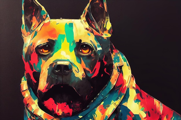 Retrato de un arte de color de perro