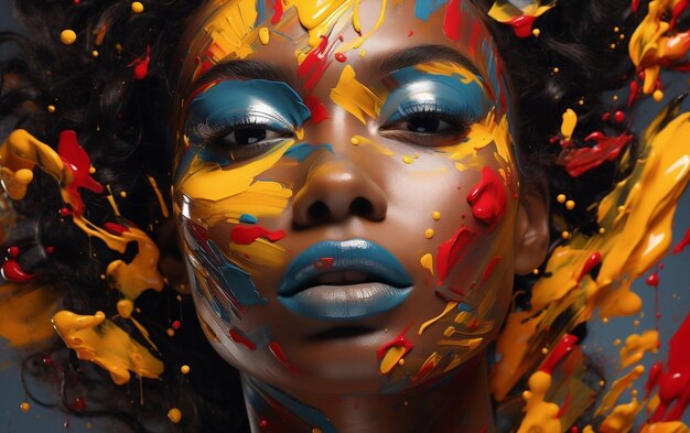 Retrato artístico de uma bela jovem afro-americana com IA generativa