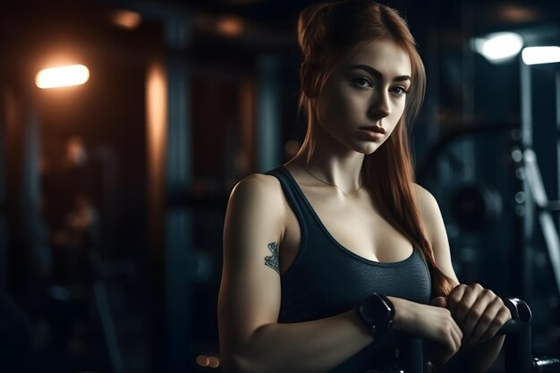 Retrato de una atleta en el gimnasio Red neuronal generada por IA