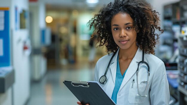 Un retrato de una atractiva y profesional médica musulmana asiática en uniforme y hijab de pie con los brazos cruzados en su oficina en un hospital o clínica