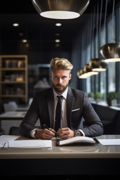 Retrato de un atractivo y exitoso hombre de negocios