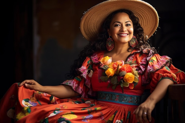 Retrato autêntico de uma mulher mexicana de meia-idade