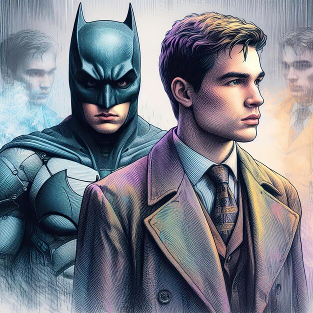 El retrato de Batman y Bruce Wayne