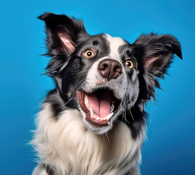 Retrato de Beautiful Cute Border Collie Dog extreme closeup AI generativa