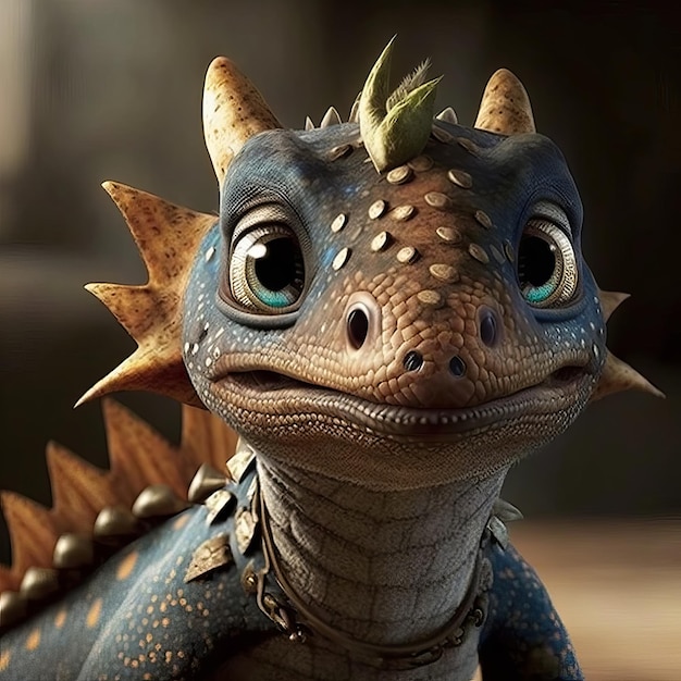 Retrato de bebé dinosaurio en 3D con IA generativa