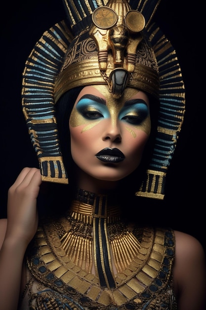Foto retrato de una bella mujer egipcia con joyas doradas moda de lujo