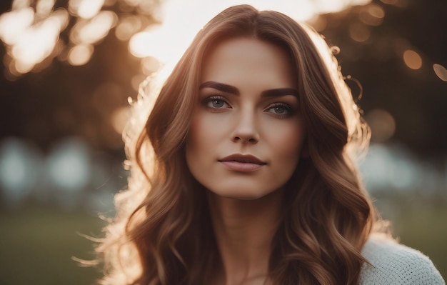 Retrato de una bella mujer joven al aire libre