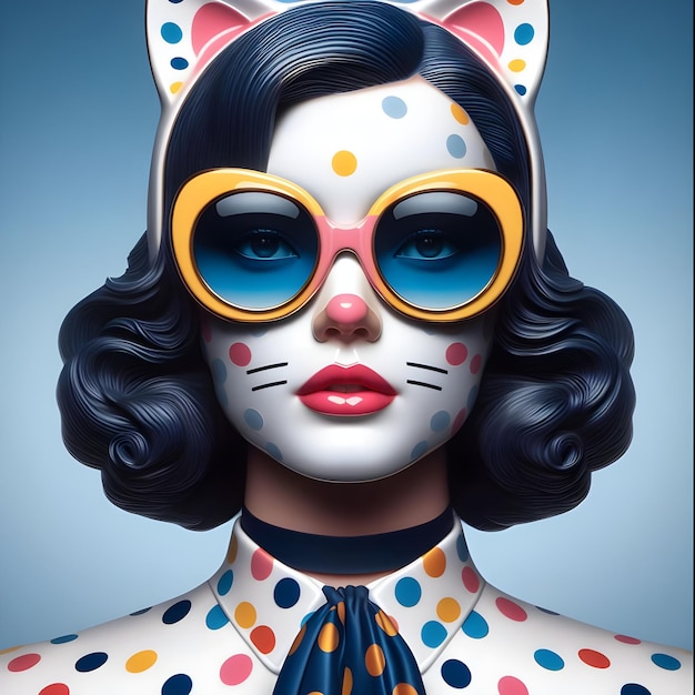 Retrato de una bella mujer con maquillaje creativo como un gato