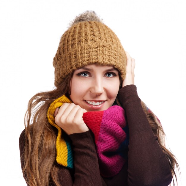 Un retrato de una bella mujer de otoño.