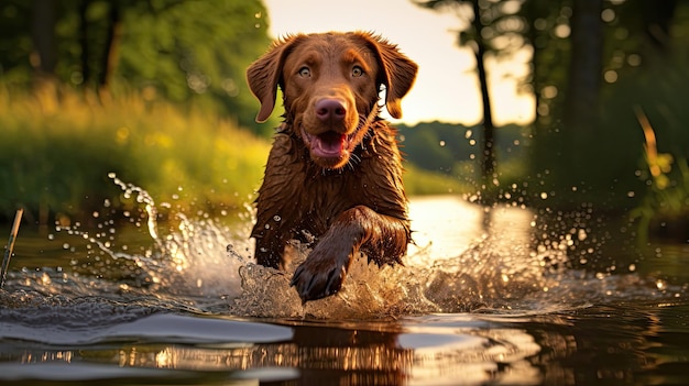 Retrato bellamente compuesto de un perro perdiguero de la bahía de Chesapeake