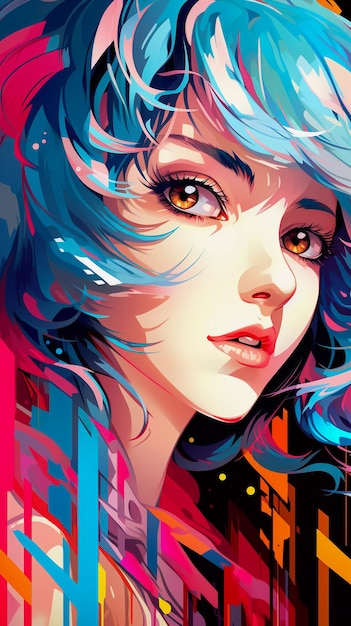 Retrato de belleza de anime etéreo Ilustración de una fascinante chica de anime generada por IA