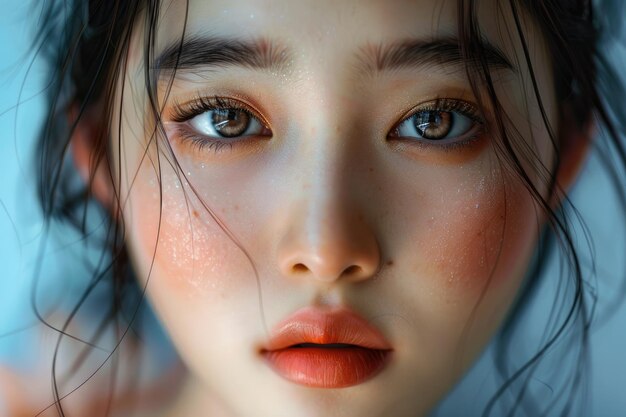 El retrato de belleza colorida de una joven asiática