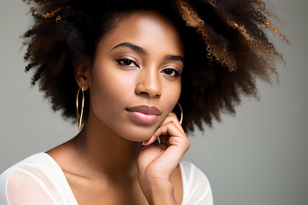 Retrato de belleza de una joven afroamericana con cabello afro Una hermosa mujer negra