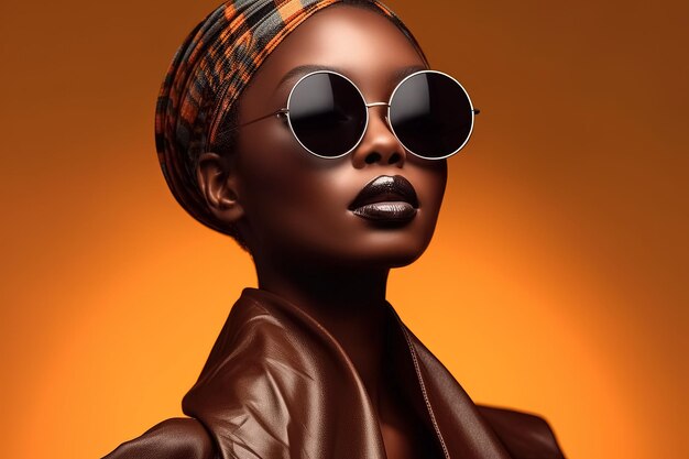 Retrato de belleza de una mujer afroamericana con maquillaje glamuroso Generativo Ai