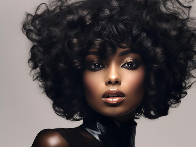 Retrato de belleza de una niña afroamericana con cabello afro