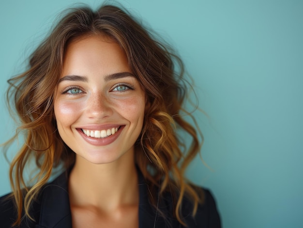 Retrato de belleza sonriente hombre de negocios caucásico con traje en fondo de estudio profesional